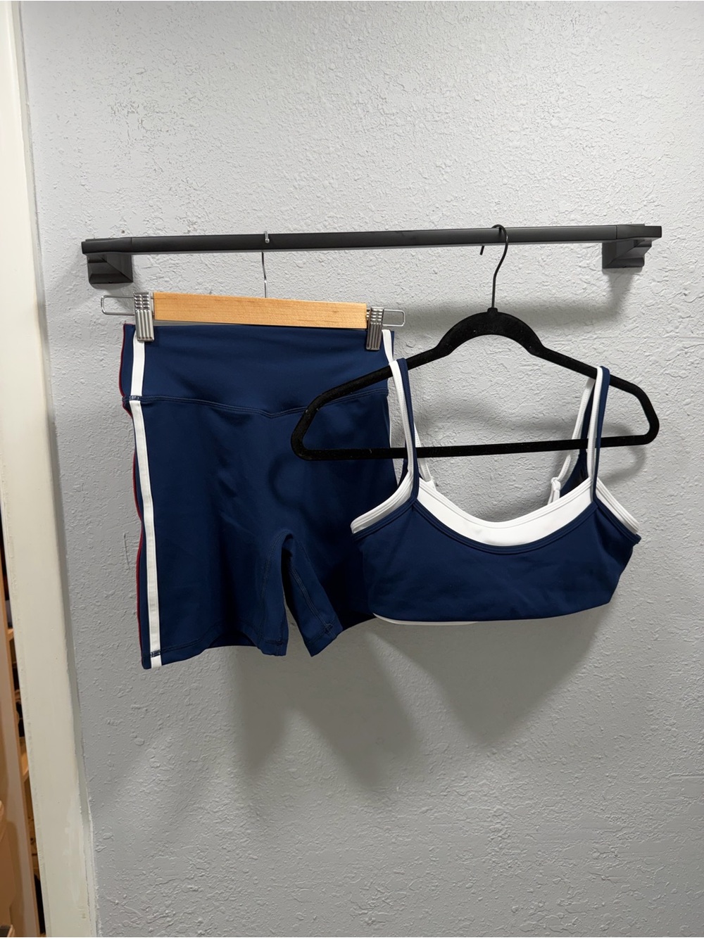 Liaison the label navy active wear set. Both size medium. Stripes on shorts